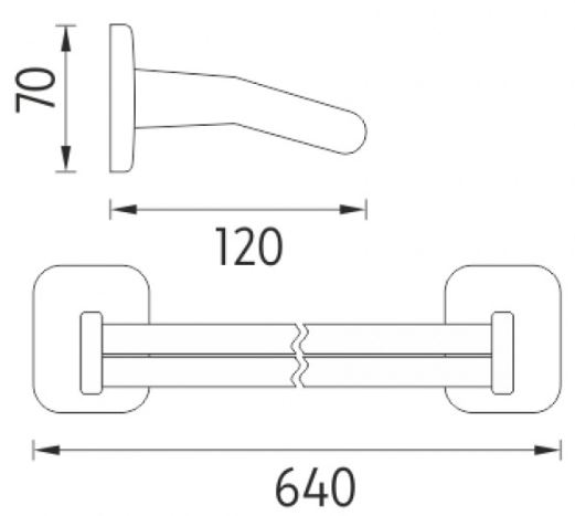 NIMCO SIMONA držiak uterákov 640 mm, dvojramenný, chróm SI 7261D-26 Technický nákres