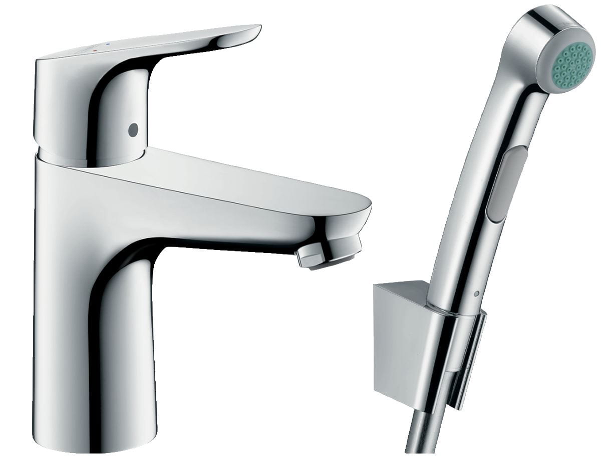 HANSGROHE FOCUS umývadlová stojanková batéria, s odtokovou súpravou a bidetovou sprškou, EcoSmart, chróm
