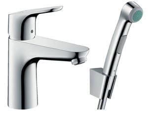 HANSGROHE FOCUS umývadlová stojanková batéria, s odtokovou súpravou a bidetovou sprškou, EcoSmart, chróm