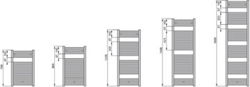 ZEHNDER VIRANDO kupeľňový radiátor 500/789, 379W, rovný, vonkajšie pripojenie, black matt AB-080-050-0557 Technický nákres