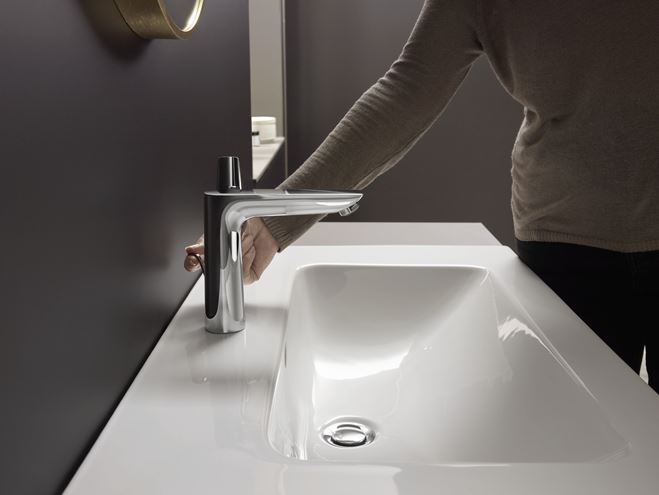 HANSGROHE TALIS E umývadlová stojanková batéria, s odtokovou súpravou, EcoSmart, chróm 71754000 Obrázek - fotka