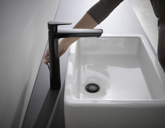 HANSGROHE TALIS E umývadlová stojanková batéria, s odtokovou súpravou, EcoSmart, matná čierna 71716670 Obrázek - fotka