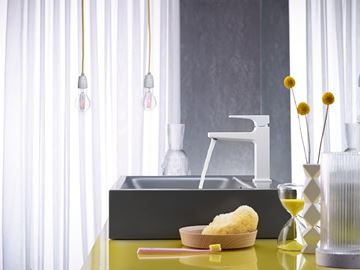 HANSGROHE METROPOL umývadlová stojanková batéria, s odtokovou súpravou, EcoSmart, matná biela 32507700 Obrázek - fotka