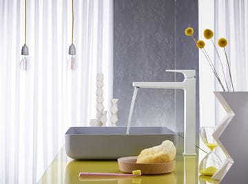 HANSGROHE METROPOL umývadlová stojanková batéria, s odtokovou súpravou, EcoSmart, matná biela 32512700 Obrázek - fotka