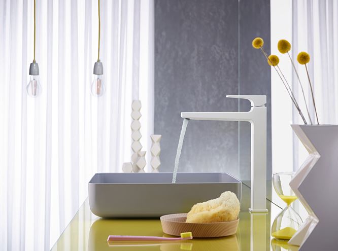 HANSGROHE METROPOL umývadlová stojanková batéria, s odtokovou súpravou, EcoSmart, matná biela 32512700 Obrázek - fotka