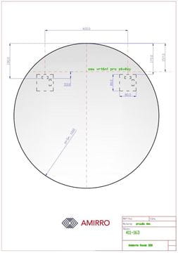 AMIRRO AMBIENTE zrkadlo 100 cm, s osvetlením 411-163 Technický nákres