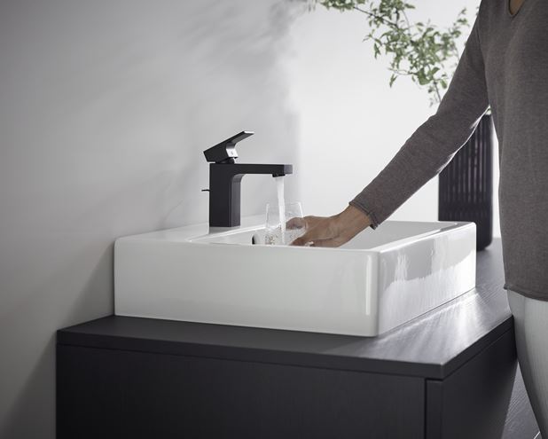 HANSGROHE VERNIS SHAPE umývadlová stojanková batéria, s odtokovou súpravou, CoolStart, EcoSmart, matná čierna 71594670 Obrázek - fotka