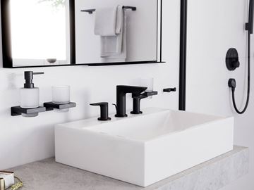 HANSGROHE TALIS E umývadlová stojanková batéria 3-otvorová, s odtokovou súpravou, EcoSmart, matná čierna 71733670 Obrázek - fotka