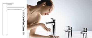 HANSGROHE METROPOL umývadlová stojanková batéria 3-otvorová, s odtokovou súpravou, EcoSmart, chróm 74514000 Obrázek - fotka
