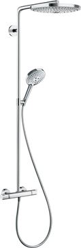 HANSGROHE RAINDANCE SELECT S SHOWEPIPE 300 sprchový set s termostatickou batériou, horná sprcha, ručná sprcha s 3 prúdmi, tyč, hadica, chróm