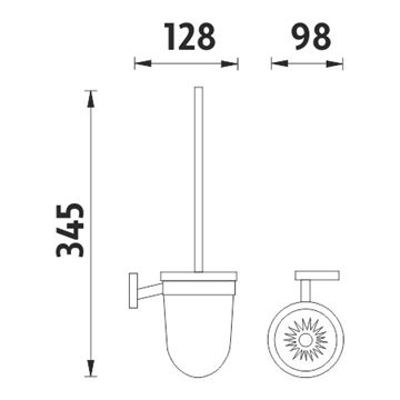 NIMCO KEIRA WC kefa, nástenná, sklo, chróm KE 22094WN-26 Technický nákres