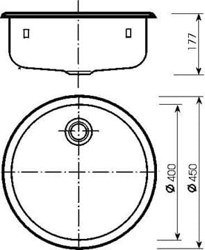 NORMA Frýdlant nerezový drez pr. 450 mm 526-UK-T Technický nákres