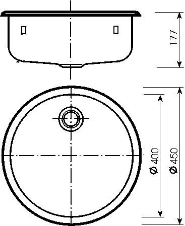 NORMA Frýdlant nerezový drez pr. 450 mm 526-UK-T Technický nákres