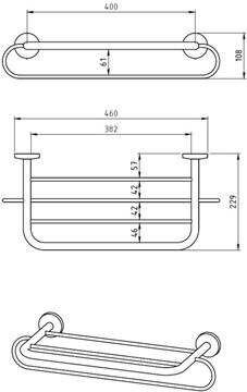 NOVASERVIS METALIA 1 držiak uterákov 400 mm, chróm 6145,0 Technický nákres