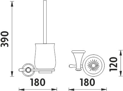 NIMCO LADA WC kefa, nástenná, keramika, biela/staromosadz LA 19094K-65 Technický nákres