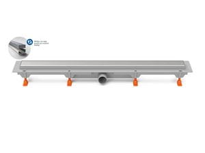CHUDĚJ sprchový žľab 850 mm, do priestoru, bočný odtok DN 40, rošt KLASIK/FLOOR, plast/lesklá nerez oceľ
