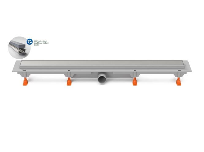 CHUDĚJ sprchový žľab 750 mm, do priestoru, bočný odtok DN 40, rošt KLASIK/FLOOR, plast/matná nerez oceľ CH 750 K 1 Obrázek - Hlavní obrázek