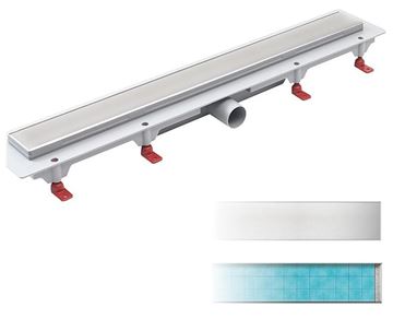 CHUDĚJ sprchový žľab 850 mm, do priestoru, bočný odtok DN 40, rošt KLASIK/FLOOR, plast/matná nerez oceľ CH 850 K 1 Obrázek - fotka