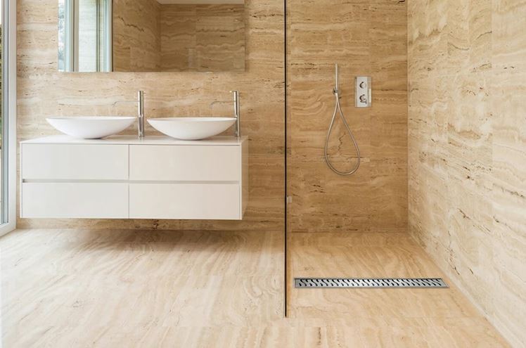 EASY sprchový žľab 650 mm, do priestoru, bočný odtok D 40, rošt HARMONY, plast/nerez oceľ lesk EPZ20-PN-650 Obrázek - fotka