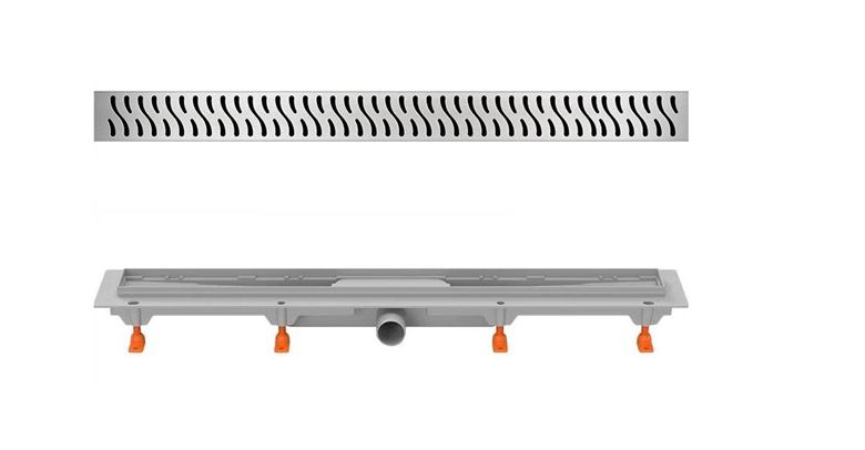 EASY sprchový žľab 650 mm, do priestoru, bočný odtok D 40, rošt HARMONY, plast/nerez oceľ lesk EPZ20-PP-650 Obrázek - fotka