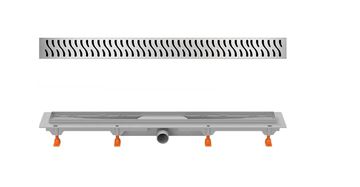 EASY sprchový žľab 650 mm, do priestoru, bočný odtok D 40, rošt HARMONY, plast/nerez oceľ lesk EPZ20-PP-650 Obrázek - fotka