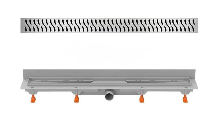 EASY sprchový žľab 650 mm, k stene, bočný odtok D 40, rošt HARMONY, plast/nerez oceľ lesk EPZ20-ZP-650 Obrázek - fotka