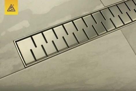 CHUDĚJ sprchový žľab 750 mm, do priestoru, bočný odtok DN 40, rošt MEDIUM, plast/matná nerez oceľ CH 750 M 1 Obrázek - fotka