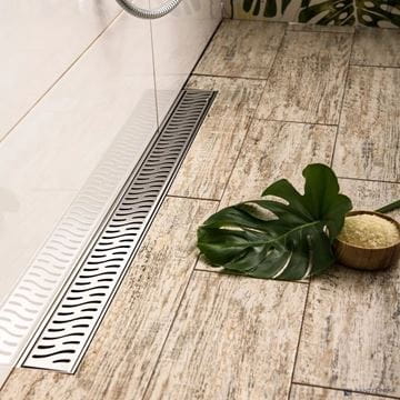 EASY sprchový žľab 750 mm, k stene, bočný odtok D 40, rošt HARMONY, plast/nerez oceľ lesk EPZ20-ZN-750 Obrázek - fotka