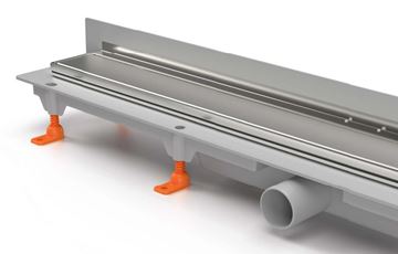CHUDĚJ sprchový žľab 750 mm, k stene, bočný odtok DN 40, rošt KLASIK / FLOOR, plast / matná nerez oceľ CH 750 K 3 Obrázek - fotka