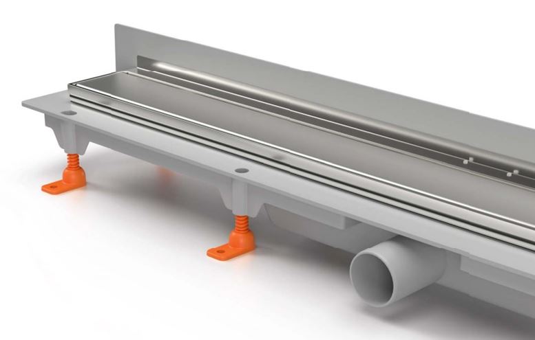 CHUDĚJ sprchový žľab 850 mm, k stene, bočný odtok DN 40, rošt KLASIK / FLOOR, plast / matná nerez oceľ CH 850 K 3 Obrázek - fotka
