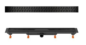 EASY sprchový žľab 650 mm, do priestoru, bočný odtok D 40, rošt HARMONY, plast/nerez oceľ, čierna EPZ20-PPB-650 Obrázek - fotka