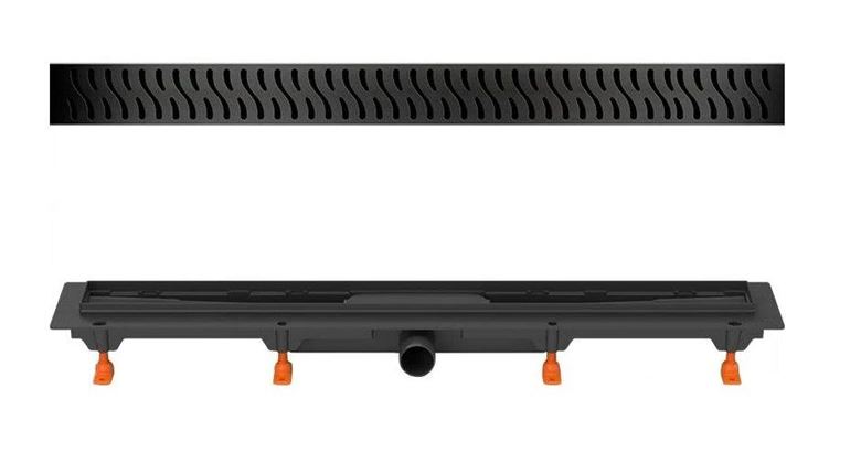 EASY sprchový žľab 750 mm, do priestoru, bočný odtok D 40, rošt HARMONY, plast/nerez oceľ, čierna EPZ20-PPB-750 Obrázek - fotka