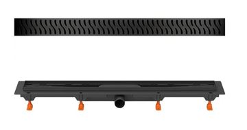 EASY sprchový žľab 850 mm, do priestoru, bočný odtok D 40, rošt HARMONY, plast/nerez oceľ, čierna EPZ20-PPB-850 Obrázek - fotka