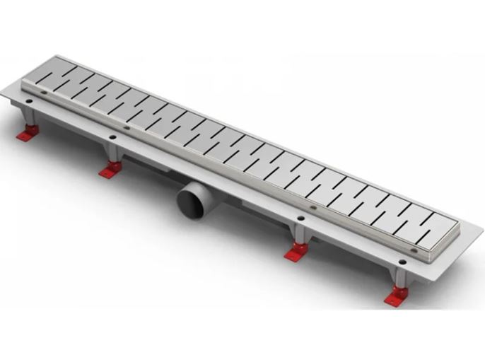 CHUDĚJ sprchový žľab 750 mm, k stene, bočný odtok DN 40, rošt MEDIUM, plast / matná nerez oceľ CH 750 M 3 Obrázek - fotka