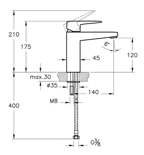 VITRA ROOT SQUARE umývadlová stojanková batéria, matná čierna A4273136EXP Technický nákres
