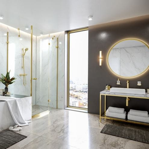 HANSGROHE TALIS E umývadlová stojanková batéria, EcoSmart, zlatá 71717990 Obrázek - fotka
