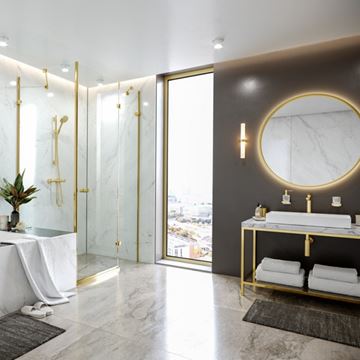 HANSGROHE TALIS E umývadlová stojanková batéria, EcoSmart, zlatá 71717990 Obrázek - fotka