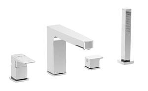 VITRA ROOT SQUARE vaňová stojanková batéria, 4-otvorová, s ručnou sprchou, chróm