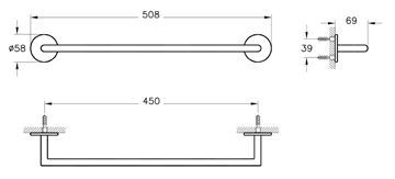 VITRA ORIGIN držiak uteráka 508 mm, meď A4488626 Technický nákres