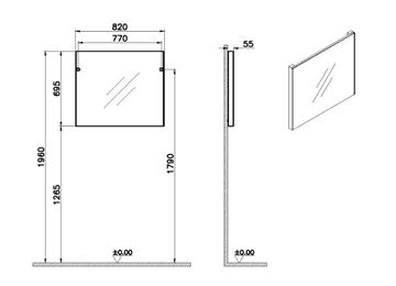 VITRA BASIS zrkadlo 82x69,5 cm 66906 Technický nákres