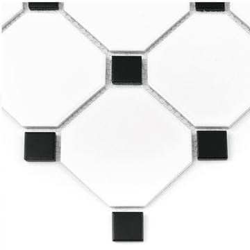 DUNIN ARABESCO mozaika 29,8x29,8(9,52x9,52)cm, mat, black white OCTAGON WHITE 95 mat Obrázek - fotka