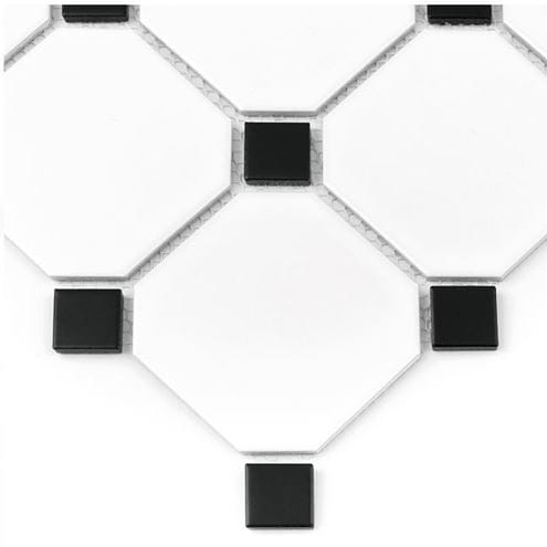 DUNIN ARABESCO mozaika 29,8x29,8(9,52x9,52)cm, mat, black white OCTAGON WHITE 95 mat Obrázek - fotka