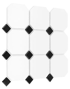DUNIN ARABESCO mozaika 29,8x29,8(9,52x9,52)cm, mat, black white OCTAGON WHITE 95 mat Obrázek - fotka