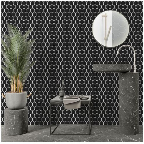 DUNIN HEXAGONIC mozaika 27,1x28,2(5,1x5,8)cm, mat, black HEX. BLACK 51 mat Obrázek - fotka
