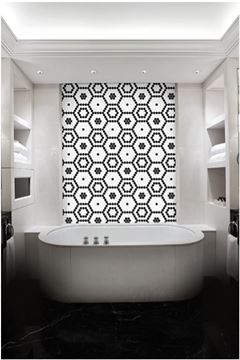 DUNIN HEXAGONIC mozaika 30x26(2,3x2,6)cm, lesk, white black lace MINI HEX. B&W LACE Obrázek - fotka