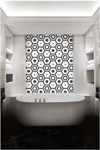 DUNIN HEXAGONIC mozaika 30x26(2,3x2,6)cm, lesk, white black nano MINI HEX. B&W NANO Obrázek - fotka