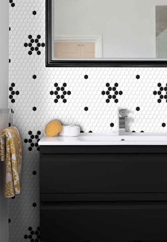 DUNIN HEXAGONIC mozaika 30x26(2,3x2,6)cm, lesk, white black lean MINI HEX. B&W LEAN Obrázek - fotka