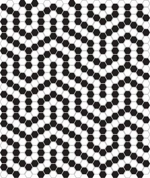 DUNIN HEXAGONIC mozaika 30x26(2,3x2,6)cm, lesk, white black coral MINI HEX. B&W CORAL Obrázek - fotka