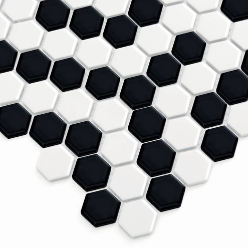 DUNIN HEXAGONIC mozaika 30x26(2,3x2,6)cm, lesk, white black coral MINI HEX. B&W CORAL Obrázek - fotka