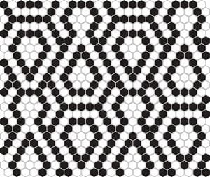 DUNIN HEXAGONIC mozaika 30x26(2,3x2,6)cm, lesk, white black lace